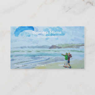 Flying a kite at the beach Painting Business Cards