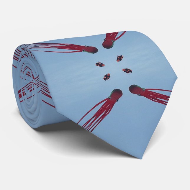 Flying a Stunt Animal Kite in Azure Sky, blue Tie (Rolled)