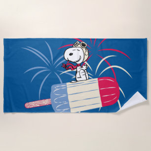 Flying Ace Snoopy on Ice Pop Beach Towel