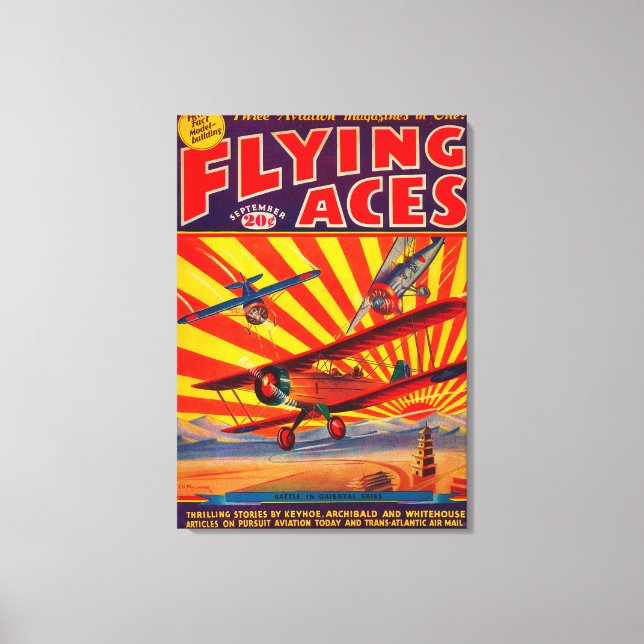Flying Aces Magazine Cover 2 Canvas Print (Front)