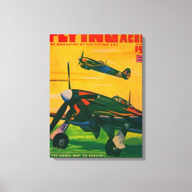 Flying Aces Magazine Cover 3 Canvas Print (Front)