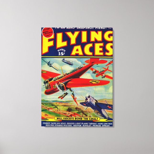 Flying Aces Magazine Cover 5 Canvas Print (Front)