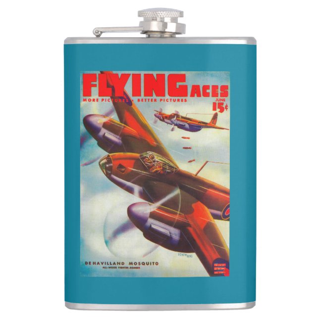 Flying Aces Magazine Cover 5 Hip Flask (Front)