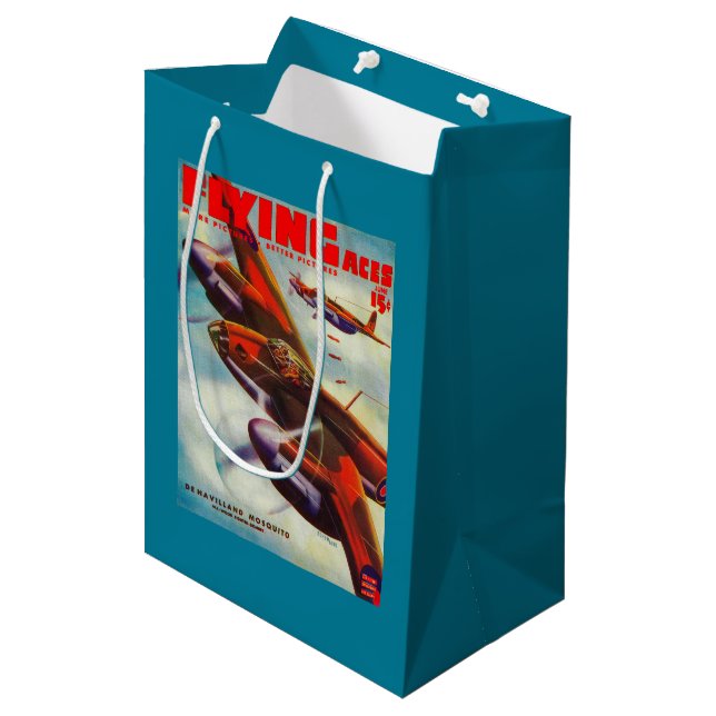 Flying Aces Magazine Cover 5 Medium Gift Bag (Front Angled)