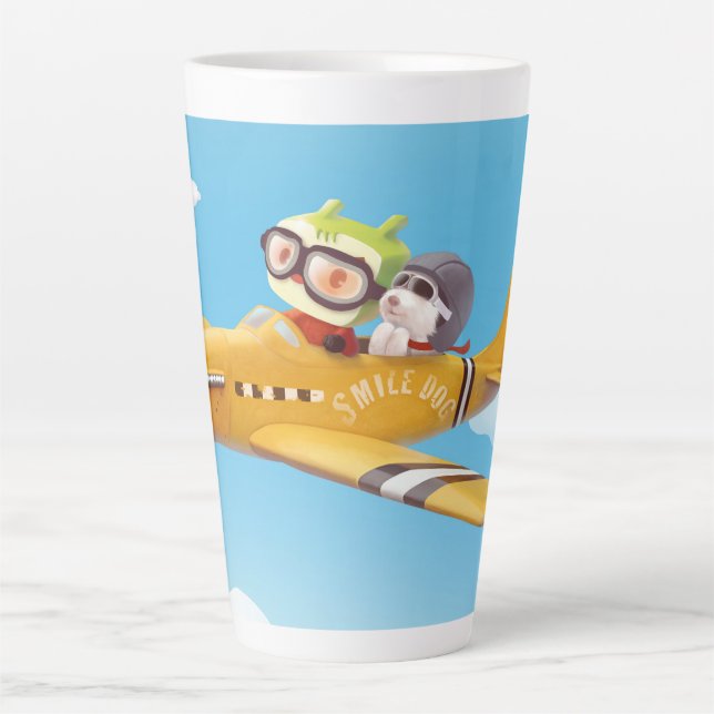 Flying Adventure with Dog Latte Mug (Front)