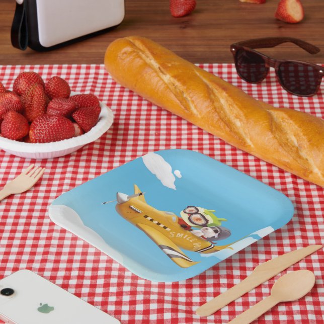 Flying Adventure with Dog Paper Plate (Picnic)