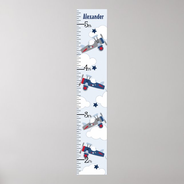 Flying Aeroplane Nursery Growth Chart Keep at 8x44 (Front)