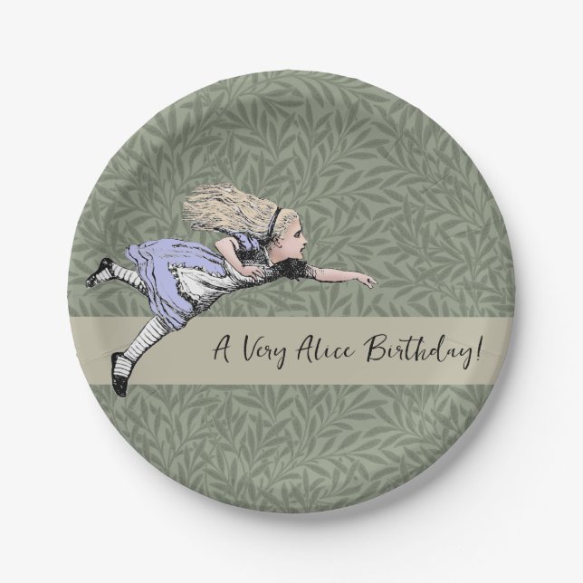 Flying Alice in Wonderland Looking Glass Paper Plate (Front)
