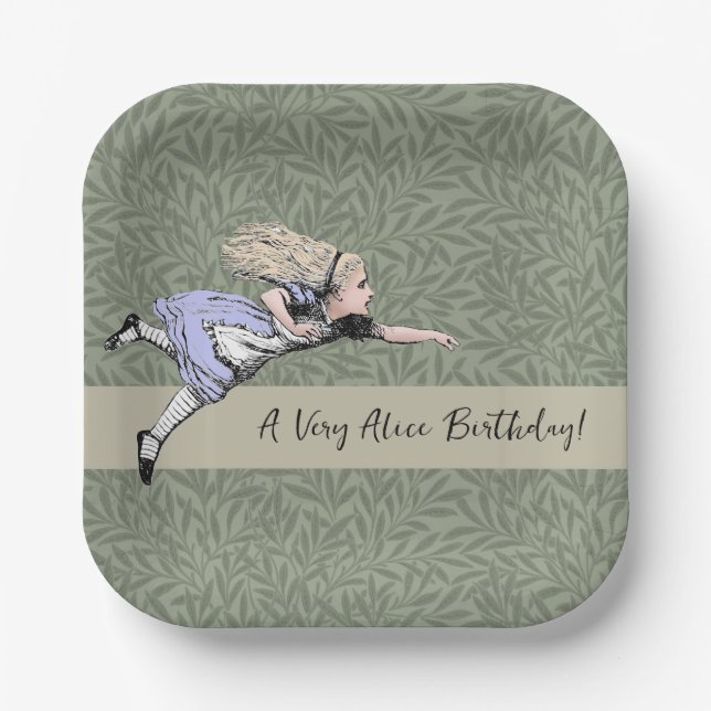 Flying Alice in Wonderland Looking Glass Paper Plate (Front)