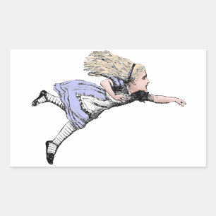 Flying Alice in Wonderland Looking Glass Rectangular Sticker