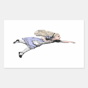 Flying Alice in Wonderland Looking Glass Rectangular Sticker