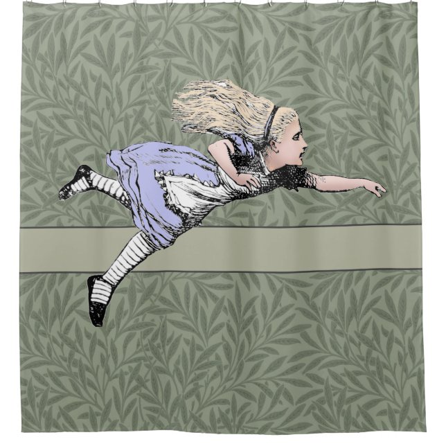 Flying Alice in Wonderland Looking Glass Shower Curtain (Front)
