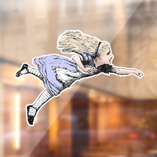 Flying Alice in Wonderland Looking Glass Window Cling