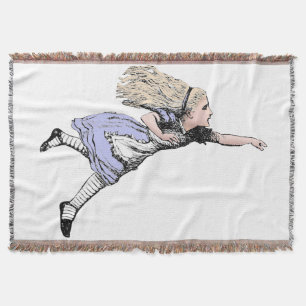 Flying Alice Wonderland Adventure Vintage Tenniel Throw Blanket