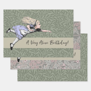 Flying Alice Wonderland Adventure Vintage Tenniel Wrapping Paper Sheet