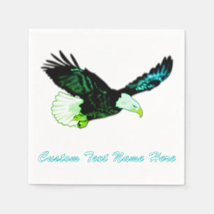 Flying American Bald Eagle Napkins Custom Text