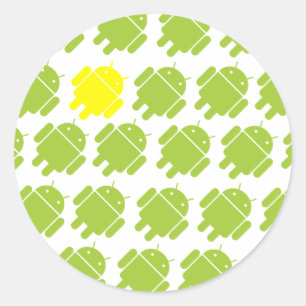 Flying Android Yellow Classic Round Sticker