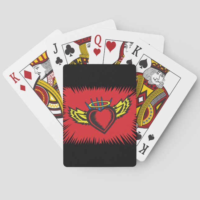 Flying Angel Heart Tattoo Playing Cards (Back)