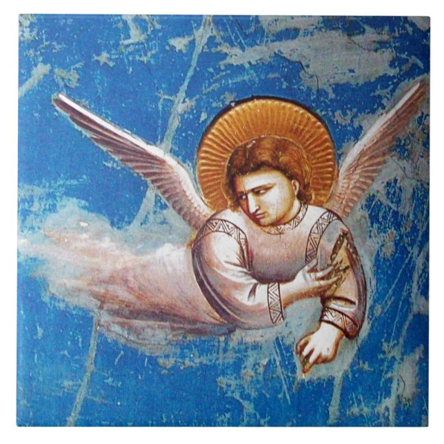 FLYING ANGEL IN BLUE SKY BY GIOTTO CHRISTMAS  TILE (Front)