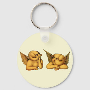 Flying Angel Pigs with wings Fantasy Animals Art Key Ring