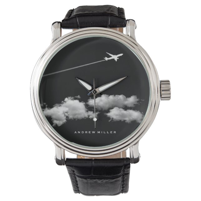 Flying Away/Jet Aeroplane/Personalised Pilot Watch (Front)