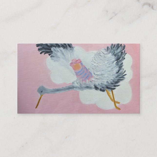 Flying Baby Girl and Stork Business Card (Front)