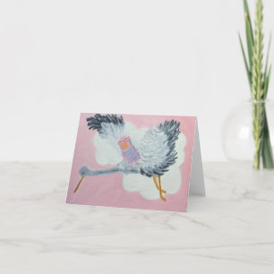Flying Baby Girl and Stork notecard