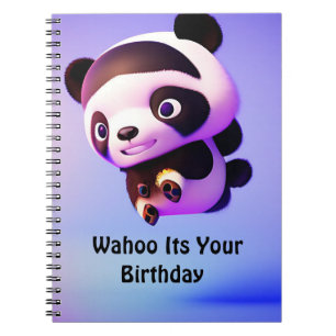 Flying Baby Panda, Birthday Notebook