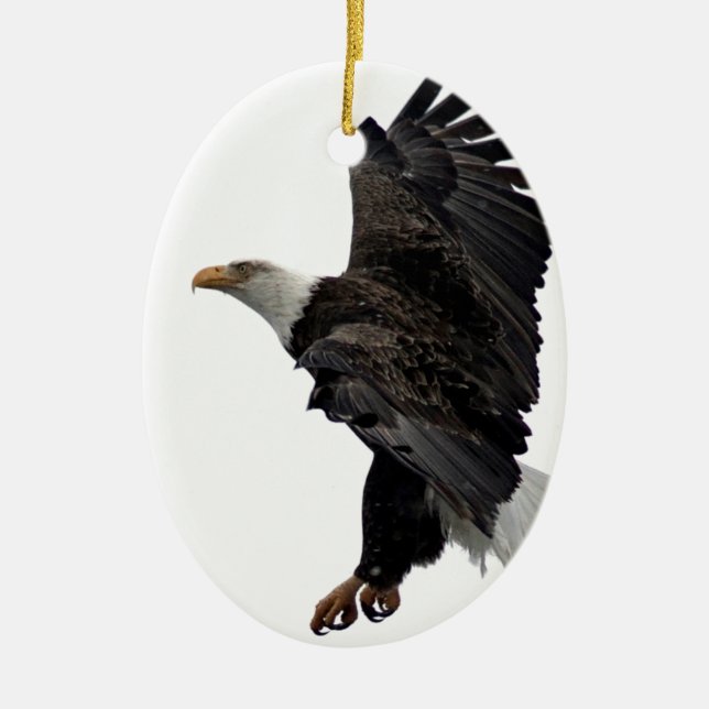 Flying Bald Eagle Ceramic Tree Decoration (Front)