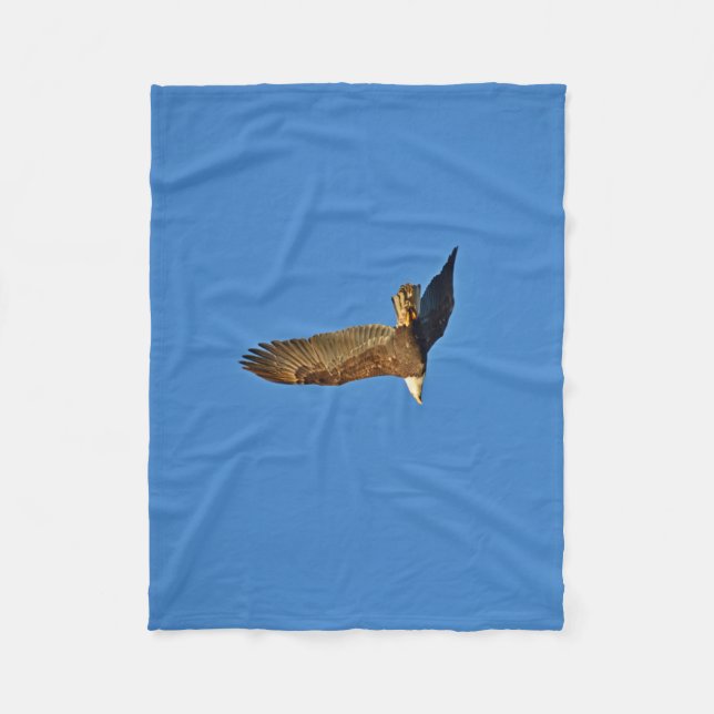 Flying Bald Eagle Fleece Blanket (Front)
