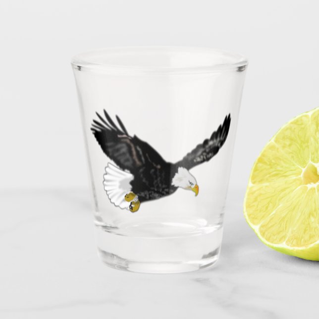Flying Bald Eagle Shot Glass (Front)