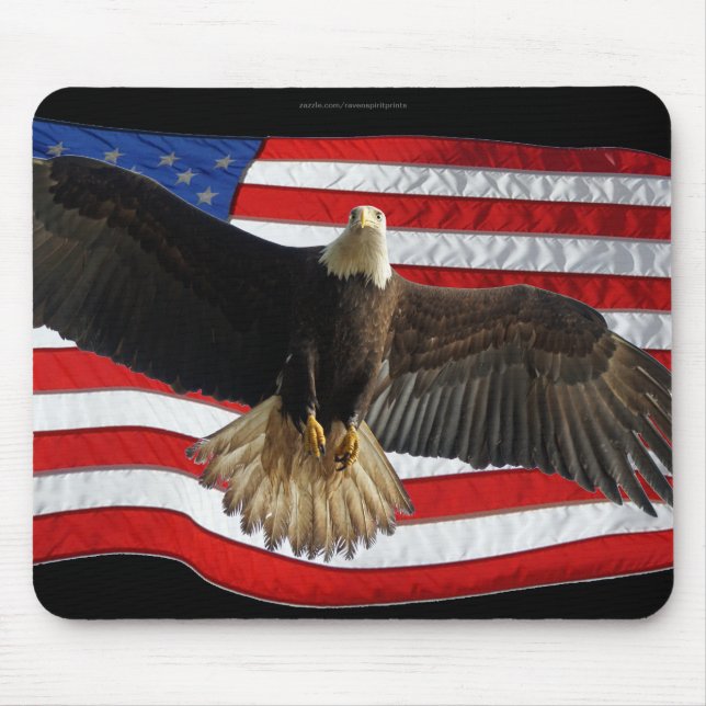 Flying Bald Eagle USA Patriotic Gift Mouse Mat (Front)