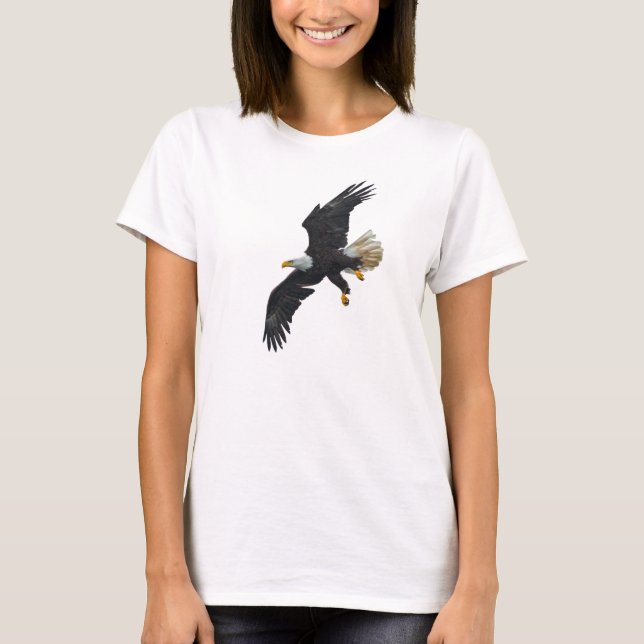 Flying Bald Eagle Wildlife Freedom Photo T-Shirt (Front)