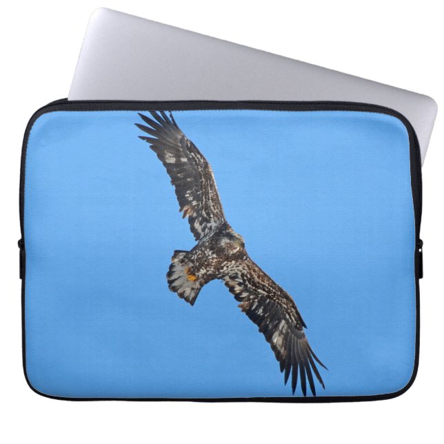 Flying Bald Eagle Wildlife Photograph Laptop Sleeve (Front)