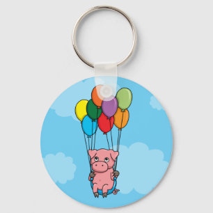 Flying Balloon Pig Key Ring