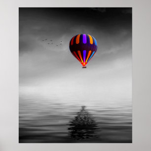 Flying Balloon Selective Minimalist Photography Poster