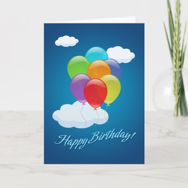 Flying Balloons birthday card (Front)