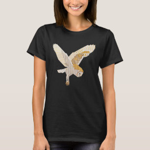 Flying Barn Owl Collage Bird Art T-Shirt