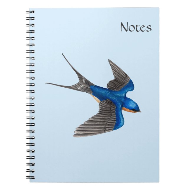 Flying Barn Swallow Bird Art Notebook (Front)