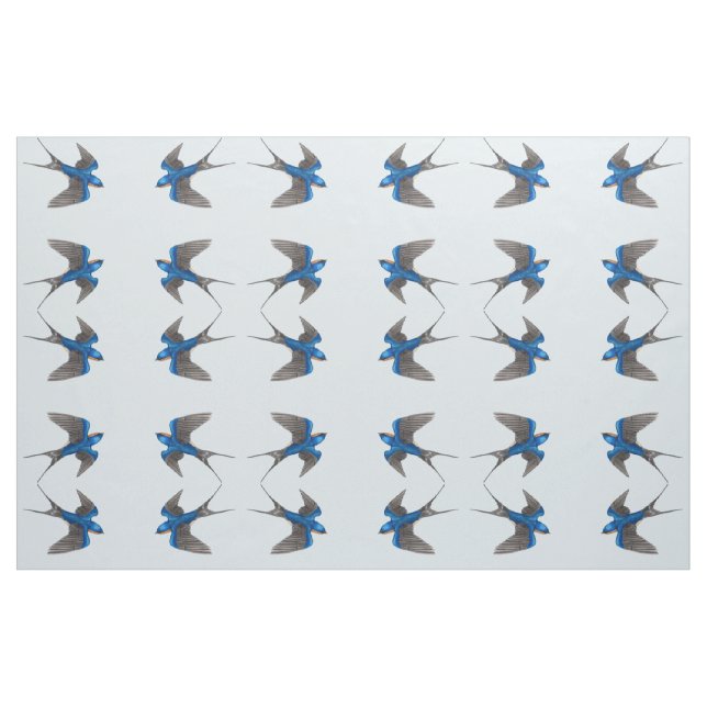 Flying Barn Swallow Bird Pattern Fabric (Fat Quarter)