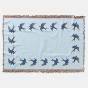 Flying Barn Swallows Throw Blanket