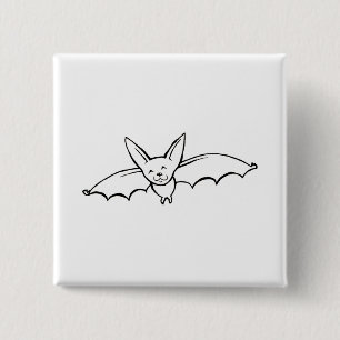 Flying Bat - fun original ink drawing sketch art 15 Cm Square Badge
