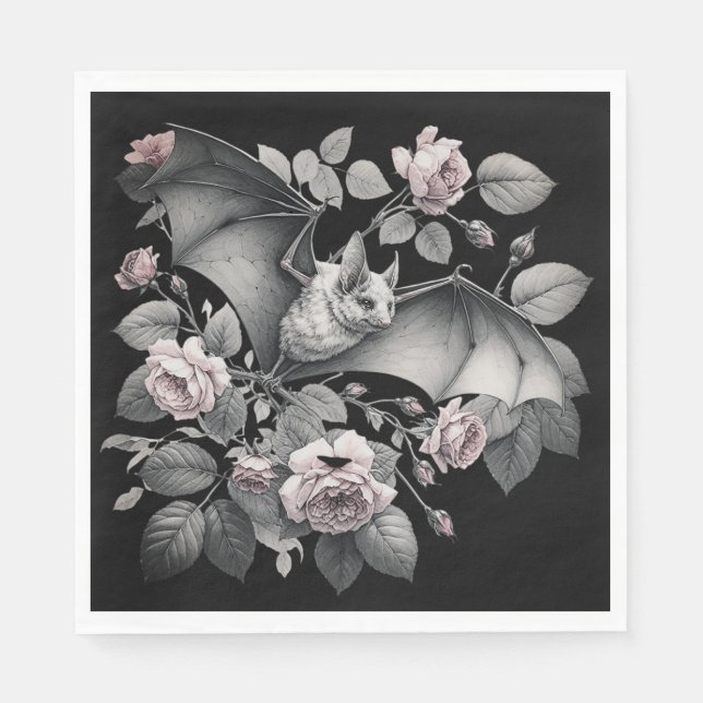 Flying Bat Halloween Napkin (Front)