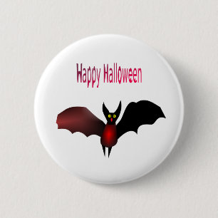 Flying Bat Happy Halloween Button