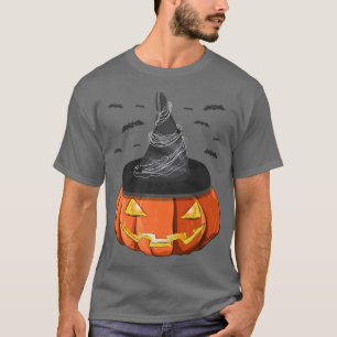 Flying Bat Jack O Lantern Witch Hat Halloween Spoo T-Shirt