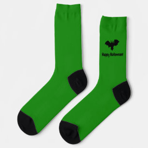 Flying Bat on Green - Happy Halloween - Socks