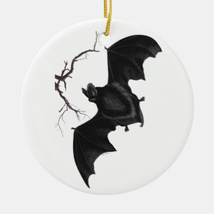Flying Bat, Traditional Gothic, Dead Tree, Nature Ceramic Tree Decoration
