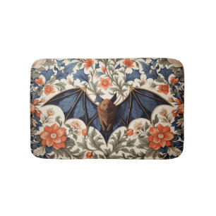 Flying Bat William Morris Inspired Floral Bath Mat