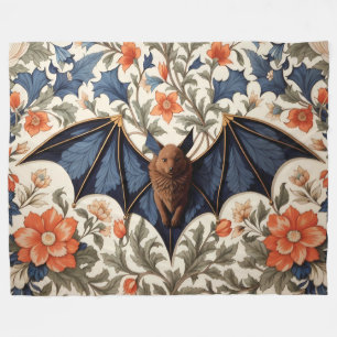 Flying Bat William Morris Inspired Floral Fleece Blanket