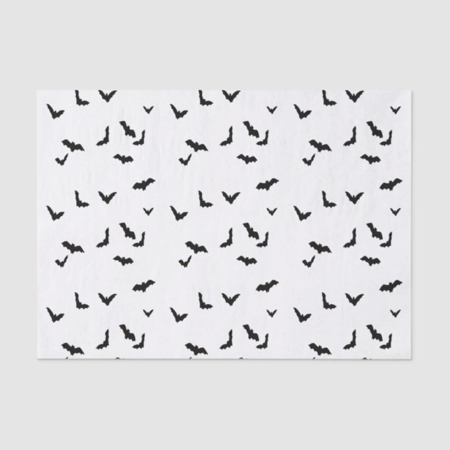 Flying Bats Black & White Gift Wrap Tissue Paper (Front)